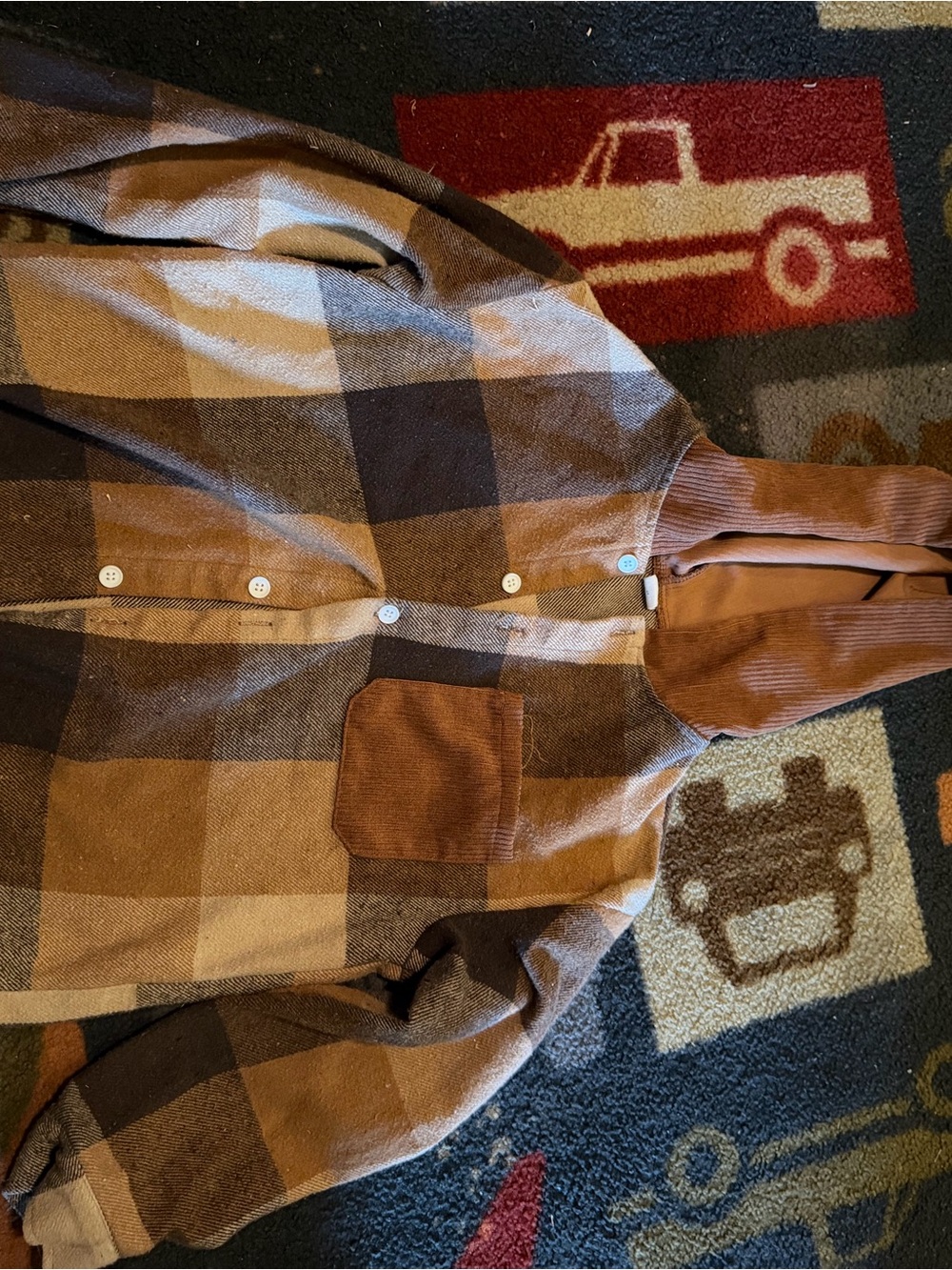 SHEIN Brown Plaid Hooded Shirt Jacket